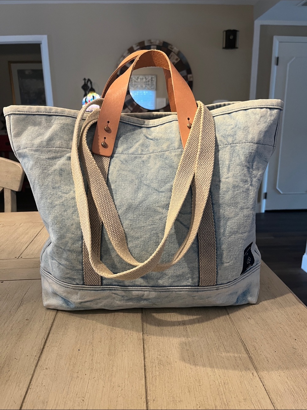 Immodest CottonCanvas Tote Bag with Leather Handles